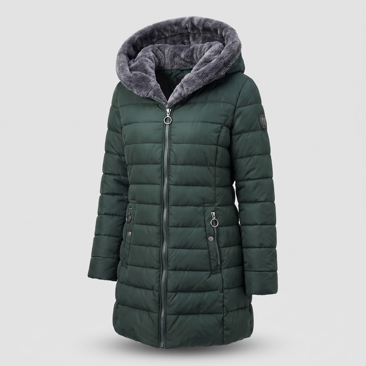 Damen Winterjacke mit Kapuze und Reißverschluss - 3