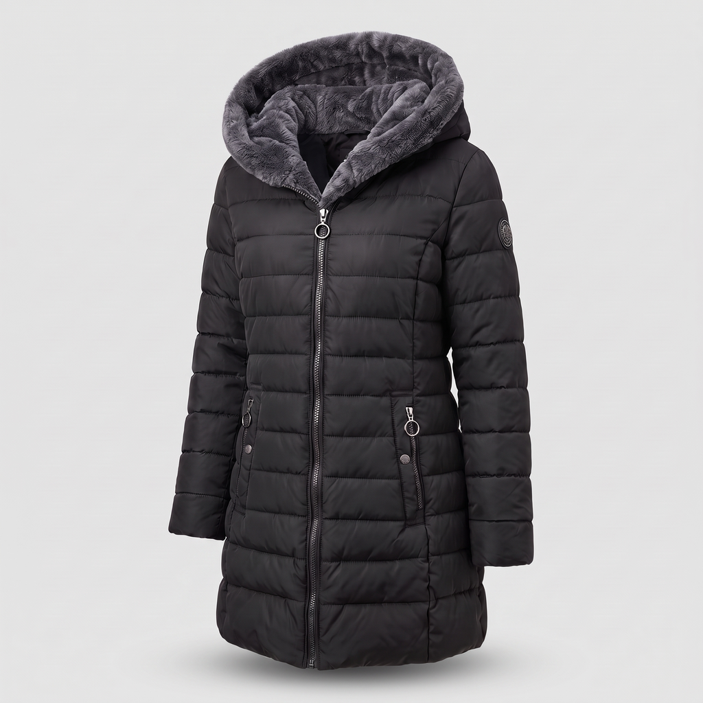 Damen Winterjacke mit Kapuze und Reißverschluss - 4