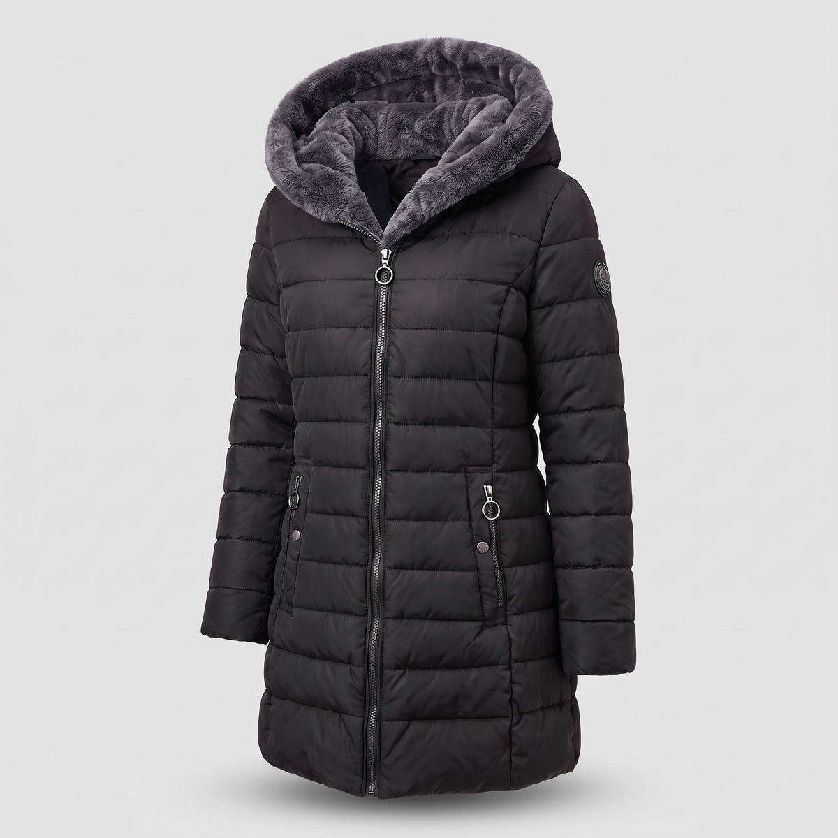 Damen Winterjacke mit Kapuze und Reißverschluss - 4