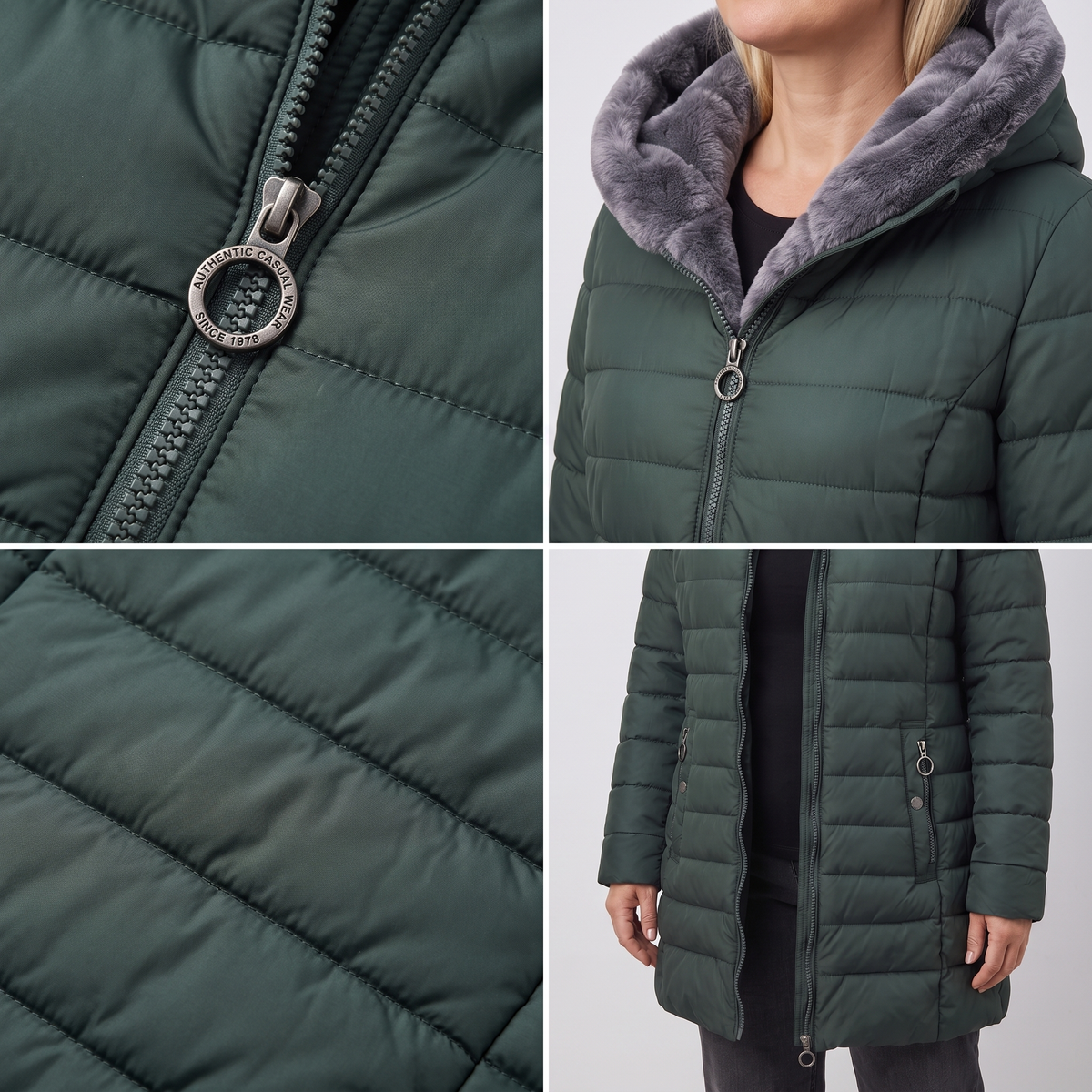 Damen Winterjacke mit Kapuze und Reißverschluss - 7
