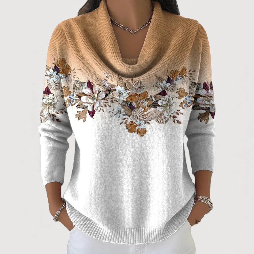 Pullover Damen mit elegantem Halsausschnitt und floralem Design - 1