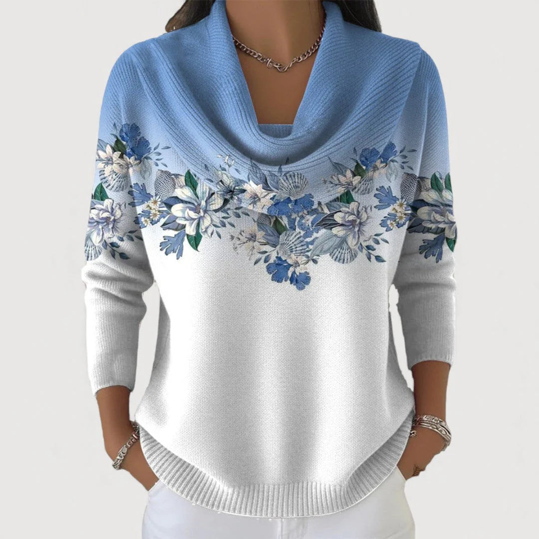 Pullover Damen mit elegantem Halsausschnitt und floralem Design - 2
