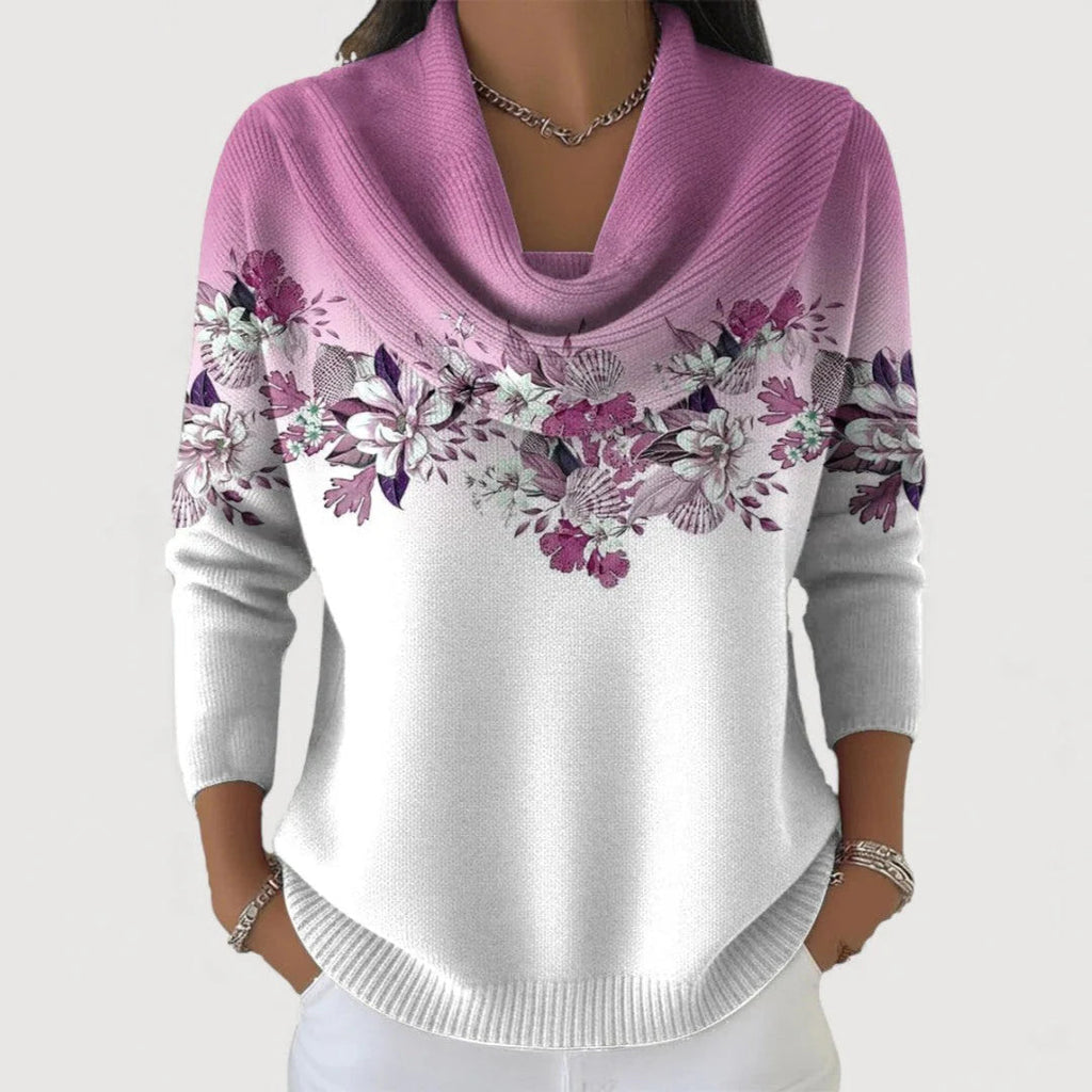 Pullover Damen mit elegantem Halsausschnitt und floralem Design - 3