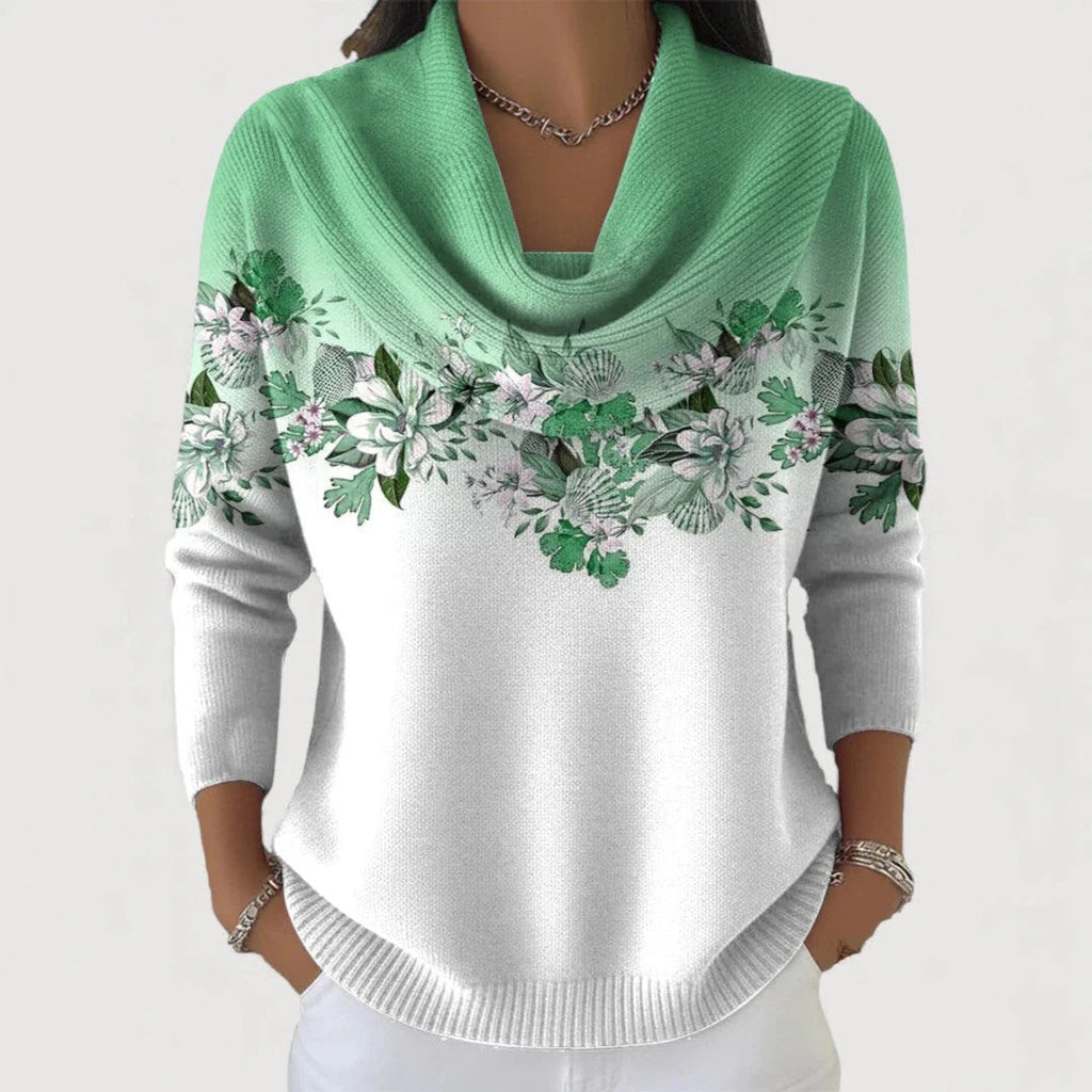 Pullover Damen mit elegantem Halsausschnitt und floralem Design - 4