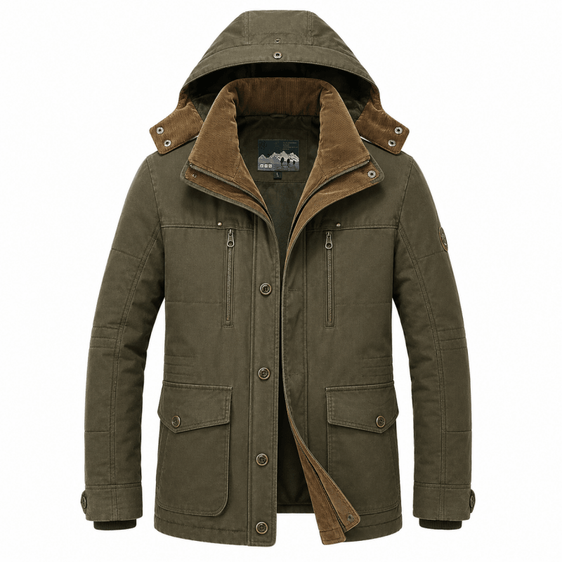 Herrenjacke mit Kapuze und praktischen Taschen - 1