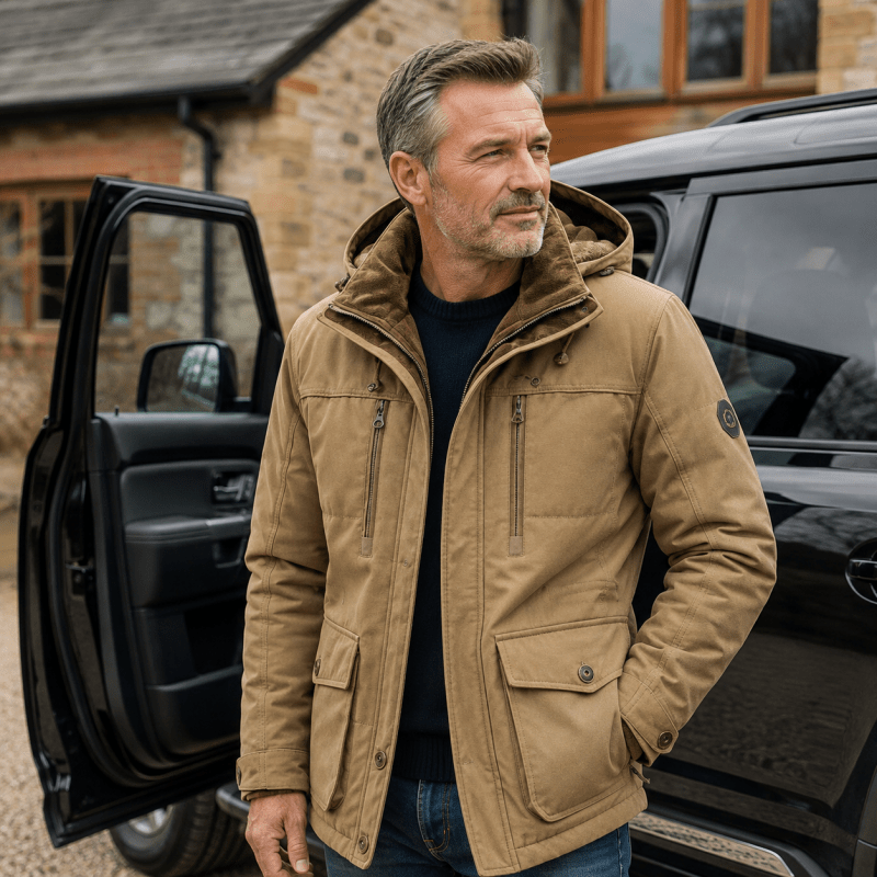 Herrenjacke mit Kapuze und praktischen Taschen - 4