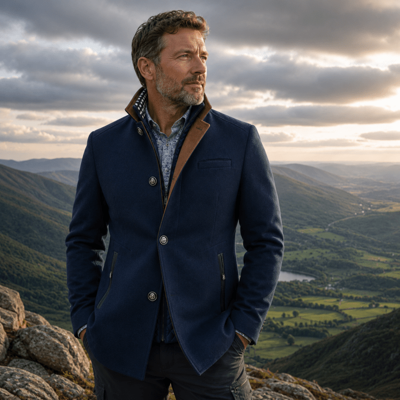 Herrenjacke mit modernem Schnitt und abnehmbarem Kragen - 1
