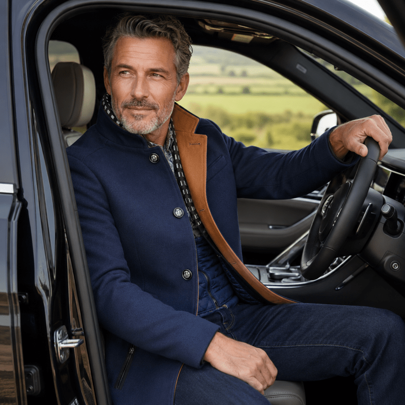 Herrenjacke mit modernem Schnitt und abnehmbarem Kragen - 10