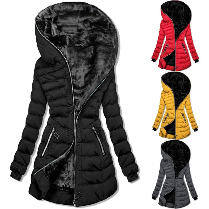 Damen Winterjacke mit Kapuze und tailliertem Schnitt - 1