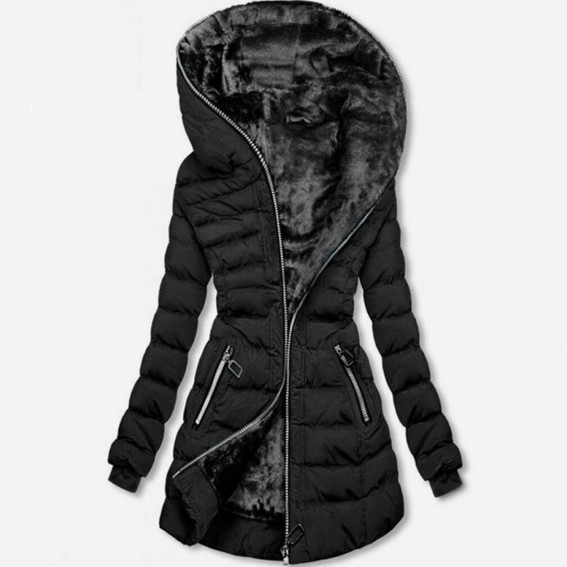 Damen Winterjacke mit Kapuze und tailliertem Schnitt - 11