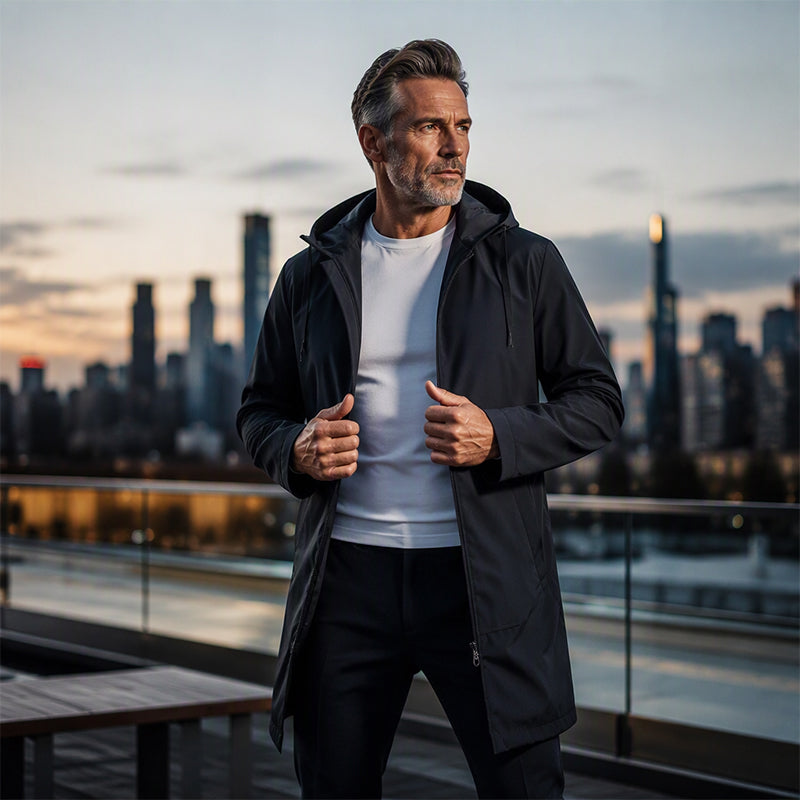 Herren Jacke – Mid-Länge mit praktischer Kapuze - 3