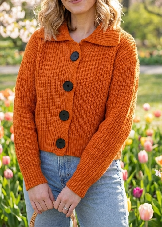 Cardigan Damen mit lässigem Schnitt und Knopfverschluss - 2