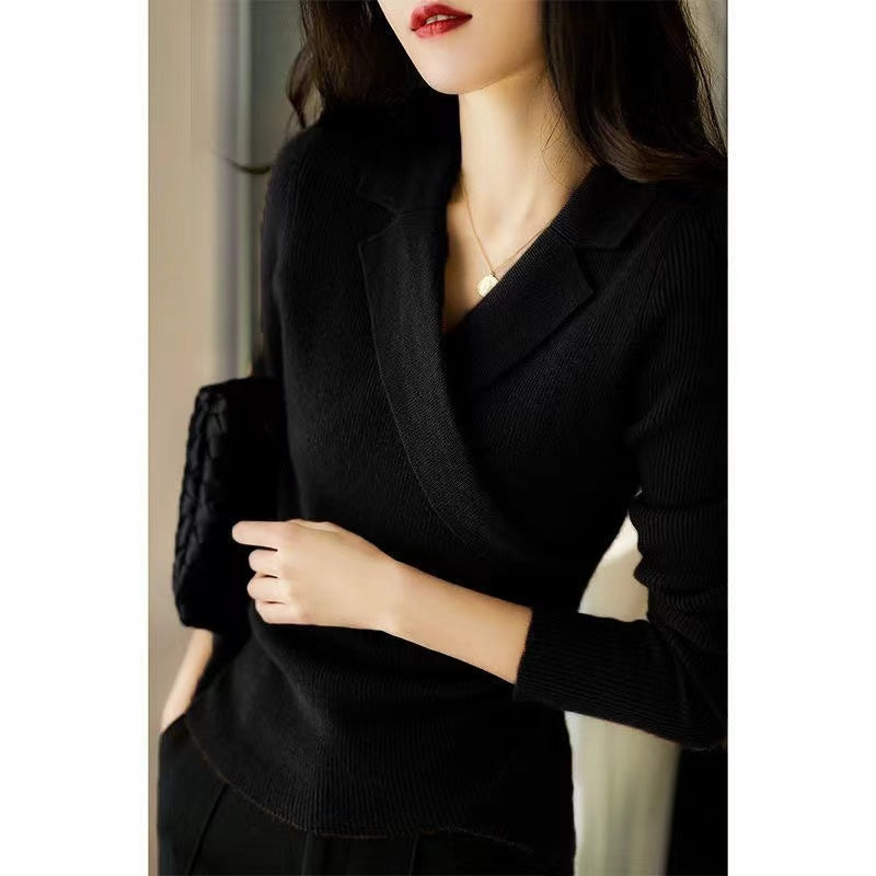 Pullover Damen mit Reverskragen und asymmetrischem Schnitt - 4