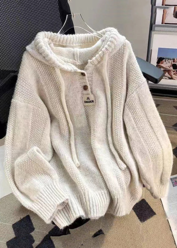 Damen Pullover mit Kapuze und Knopfleiste - 2