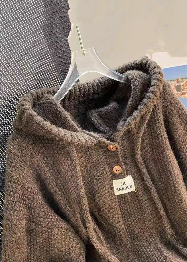 Damen Pullover mit Kapuze und Knopfleiste - 3