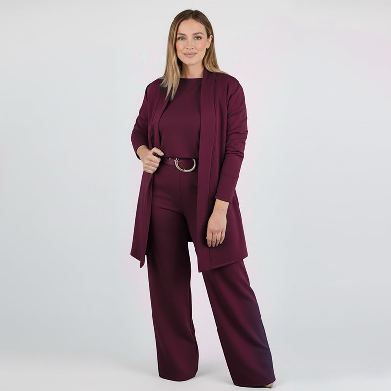 3-teiliges Damen Lounge Set mit Cardigan und Hose - 8