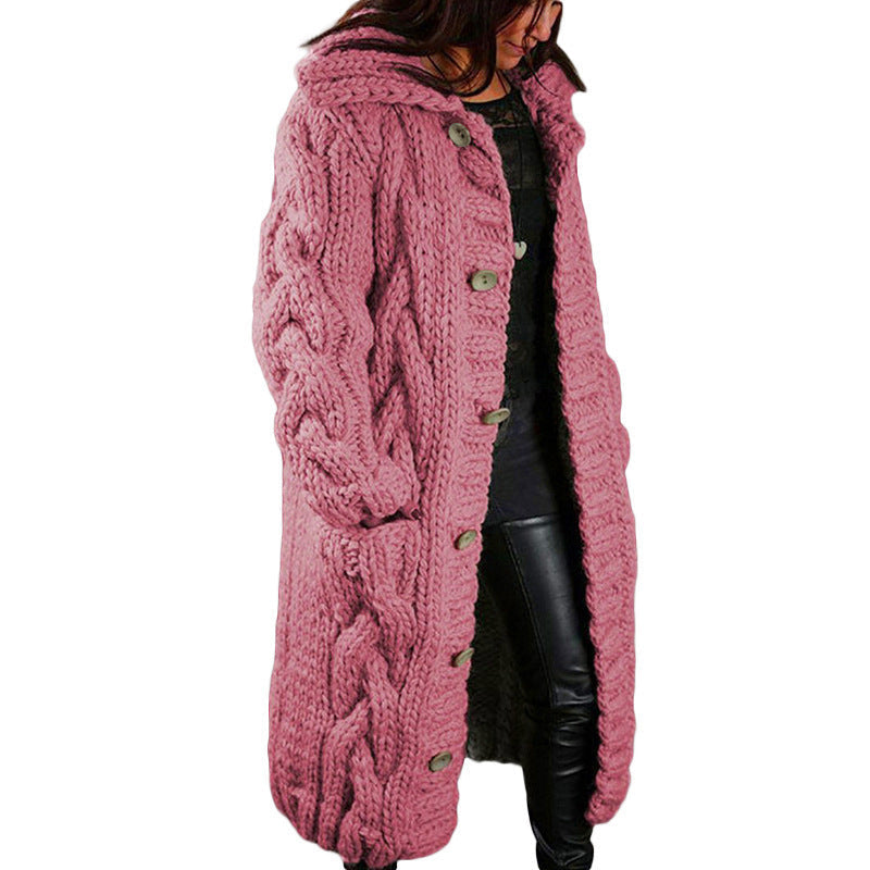 Damen Cardigan mit Kapuze und Zopfstrick - 1