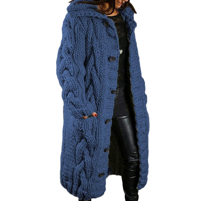 Damen Cardigan mit Kapuze und Zopfstrick - 3