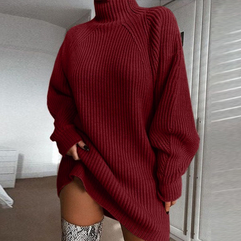 Kleid Damen mit hohem Kragen und lässigem Schnitt - 12