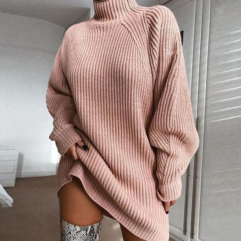 Kleid Damen mit hohem Kragen und lässigem Schnitt - 13