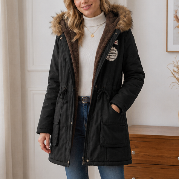 Damen Jacke mit verstellbarem Taillenzug und Kapuze - 2