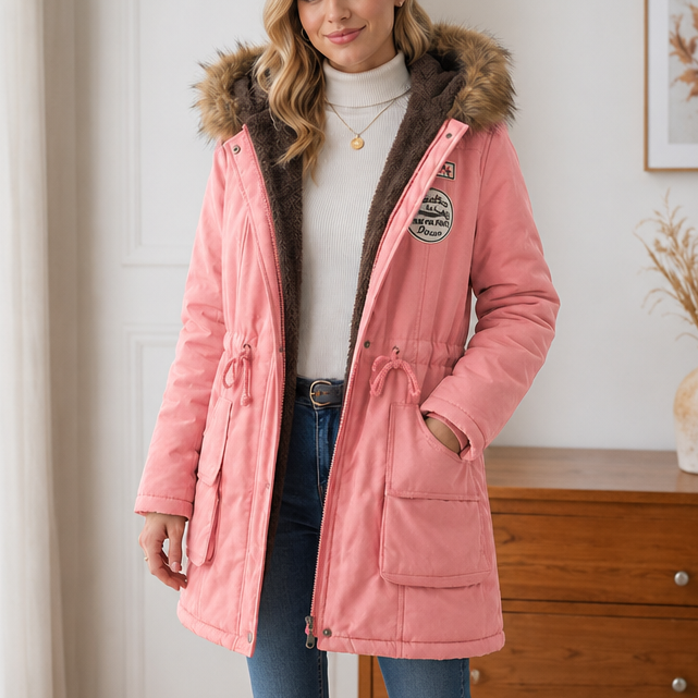 Damen Jacke mit verstellbarem Taillenzug und Kapuze - 3