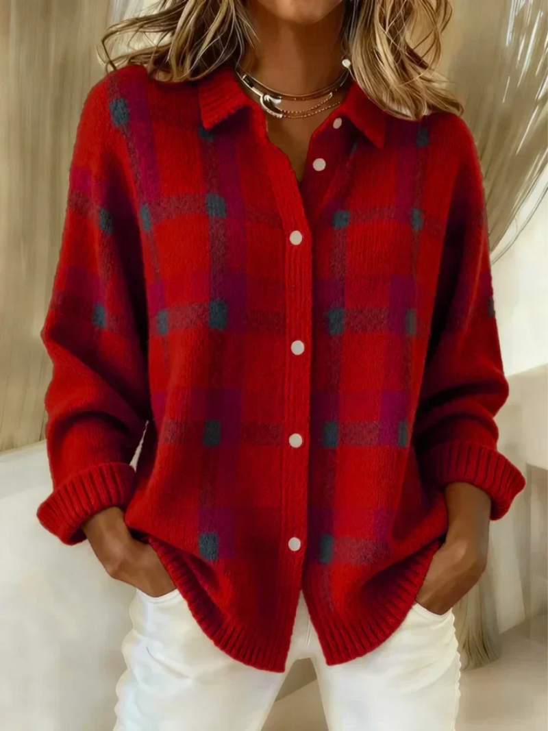 Pullover Damen mit klassischem Schnitt und durchgehender Knopfleiste - 1