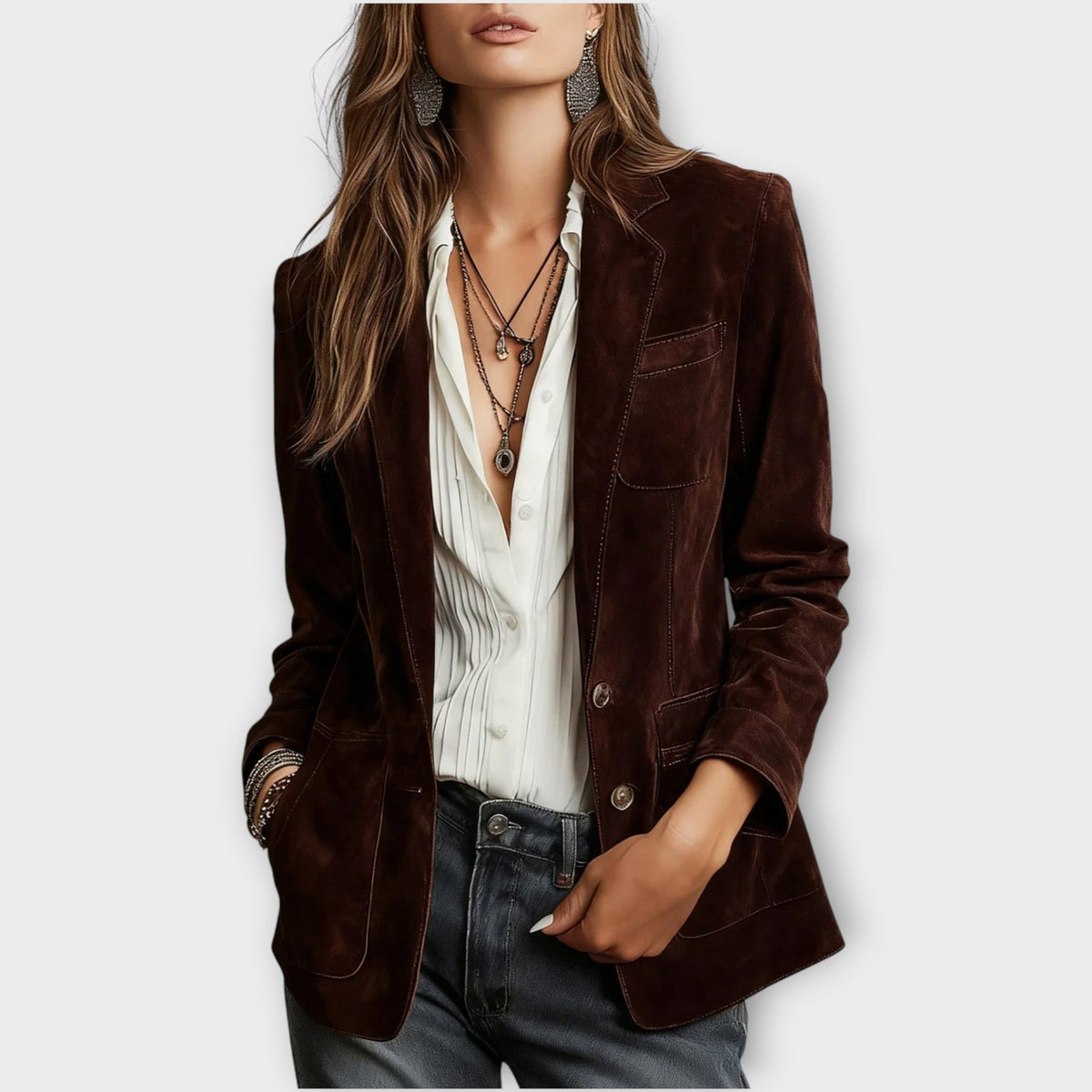 Blazer Damen mit tailliertem Schnitt und praktischen Taschen - 4