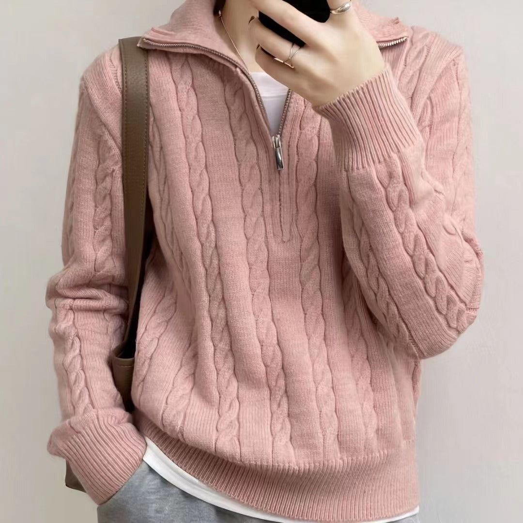 Pullover Damen mit Stehkragen und Reißverschluss - 2