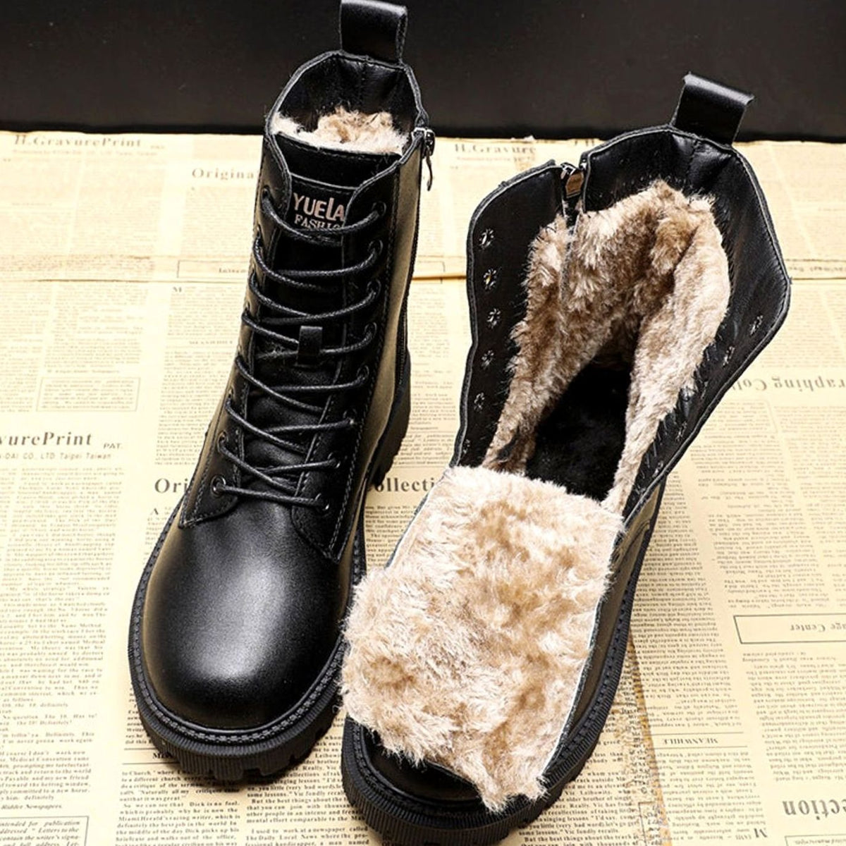 Winterstiefeletten Damen mit modischem Schnürdesign und praktischem Reißverschluss - 1