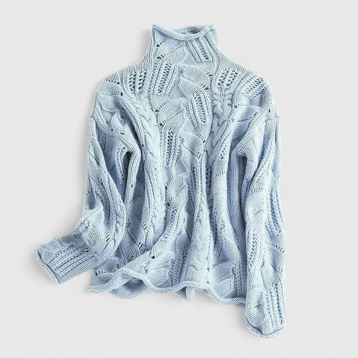 Pullover Damen mit Stehkragen und Kabelstrick - 2