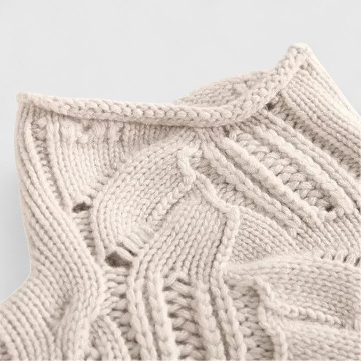Pullover Damen mit Stehkragen und Kabelstrick - 4