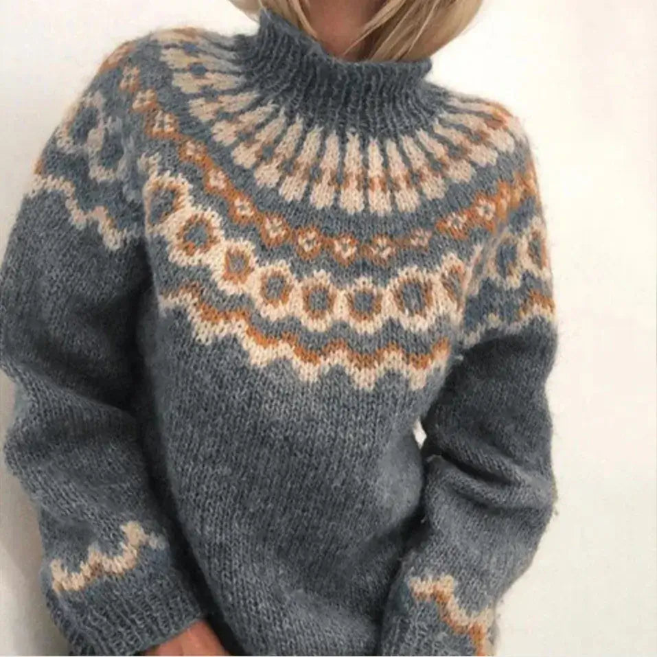 Pullover Damen mit hohem Kragen und lässiger Passform - 1