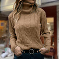 Damen Pullover mit Stehkragen und Kabelstrick - 1