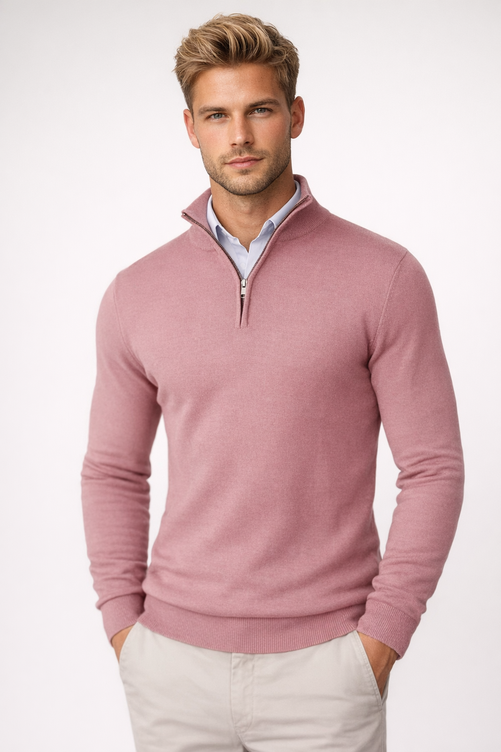 Pullover Herren mit Halbzip und hohem Kragen – Moderne Passform für jeden Anlass - 3