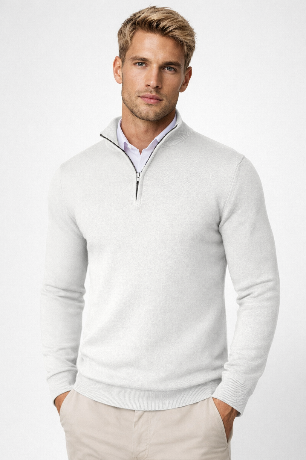 Pullover Herren mit Halbzip und hohem Kragen – Moderne Passform für jeden Anlass - 5