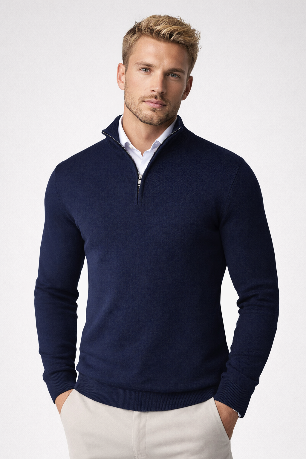 Pullover Herren mit Halbzip und hohem Kragen – Moderne Passform für jeden Anlass - 6