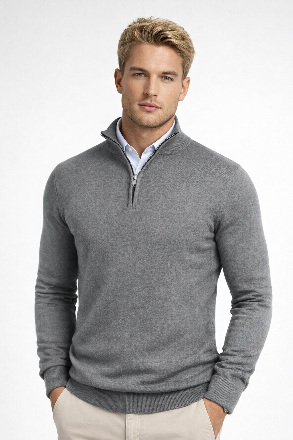 Pullover Herren mit Halbzip und hohem Kragen – Moderne Passform für jeden Anlass - 7