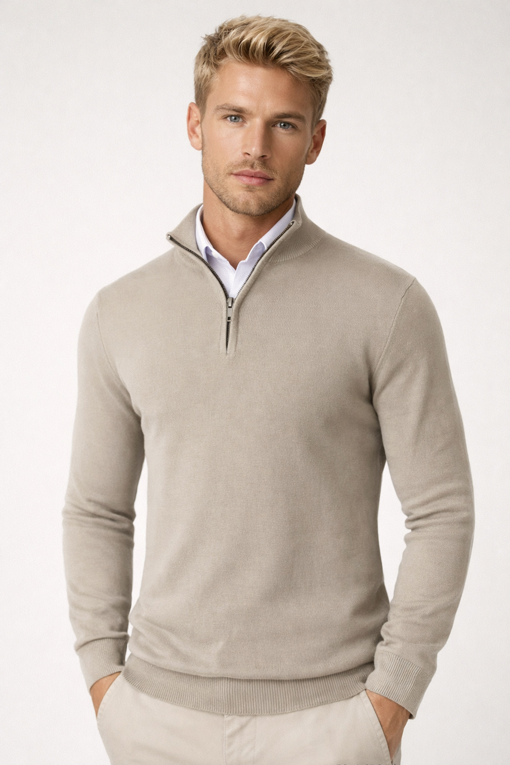 Pullover Herren mit Halbzip und hohem Kragen – Moderne Passform für jeden Anlass - 8