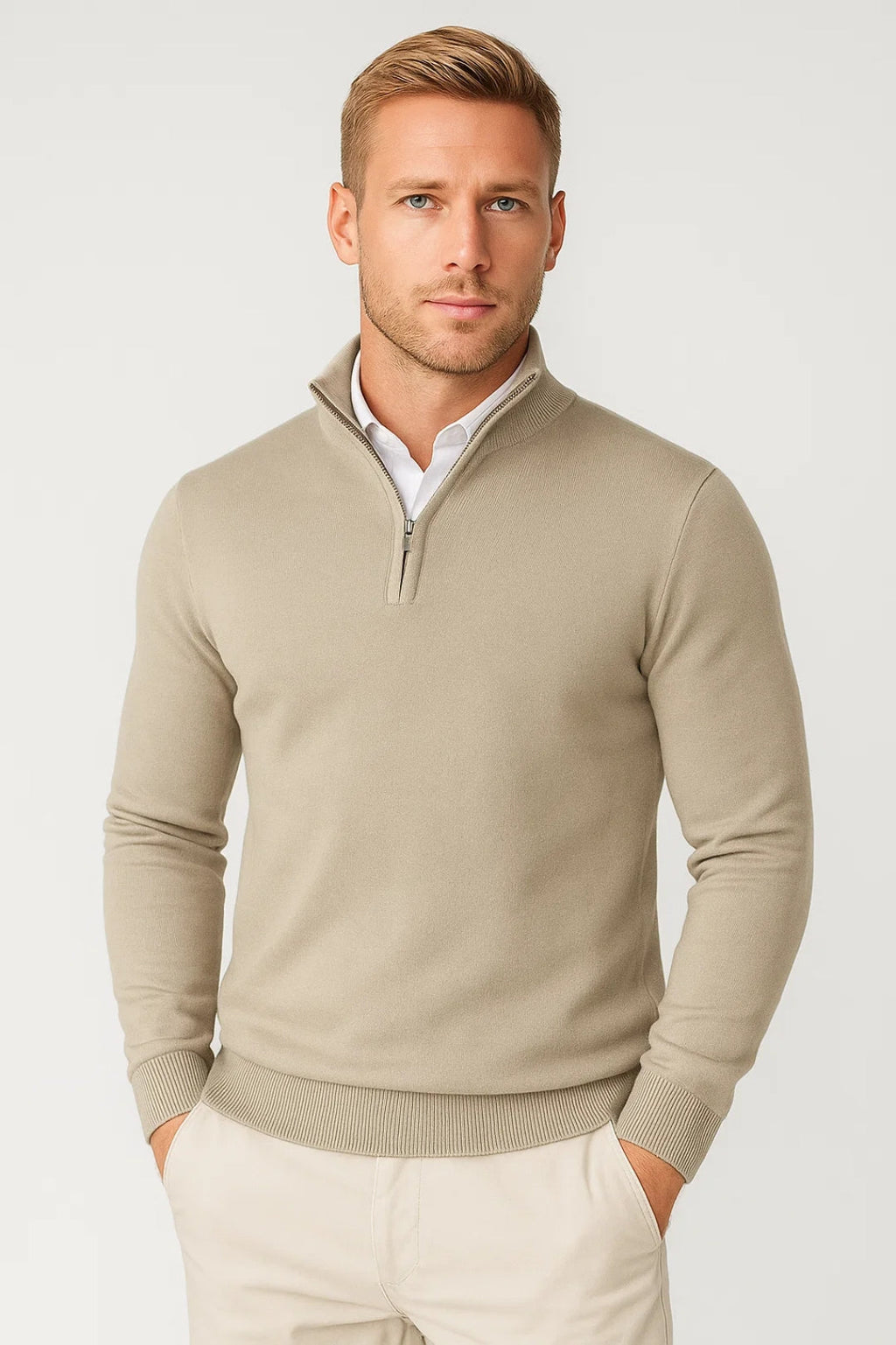 Pullover Herren mit Halbzip und hohem Kragen – Moderne Passform für jeden Anlass - 9