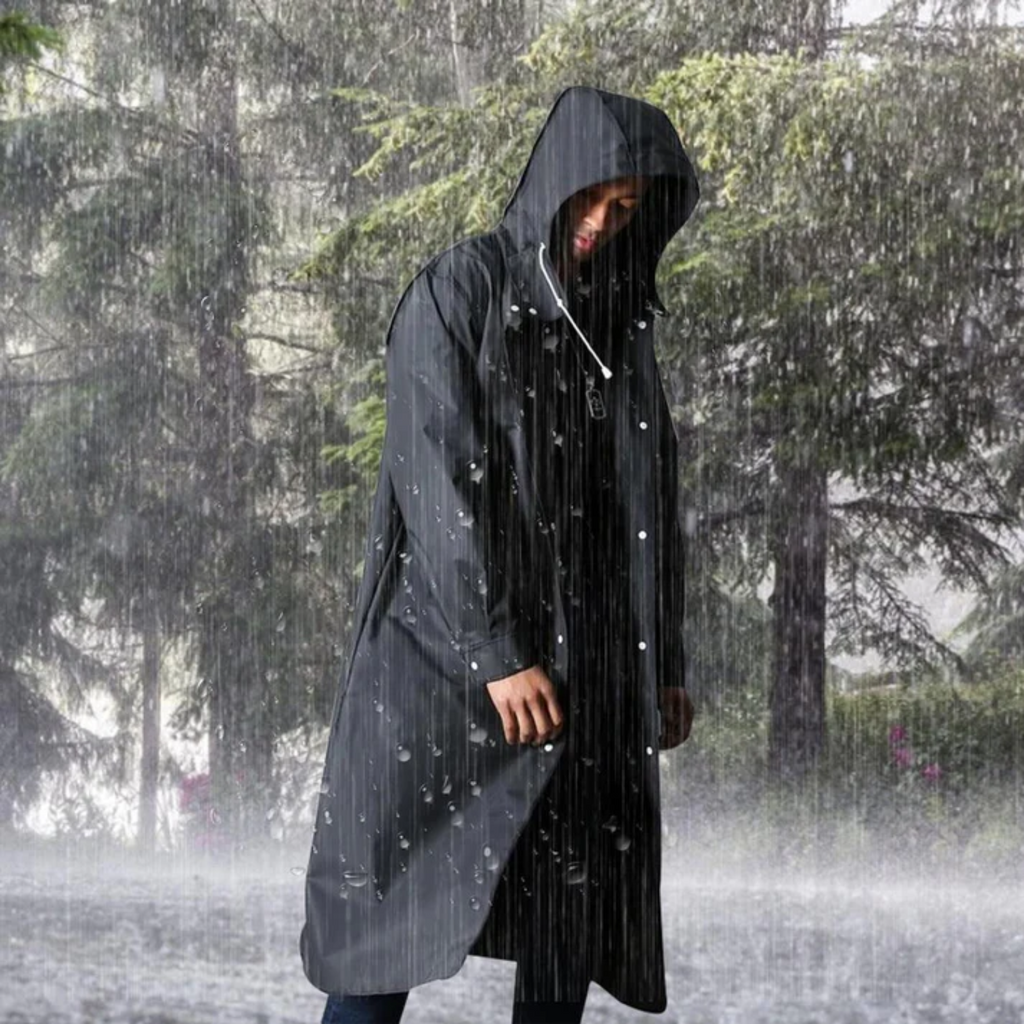 Herren Regenjacke mit Kapuze und Druckknopfverschluss - 3