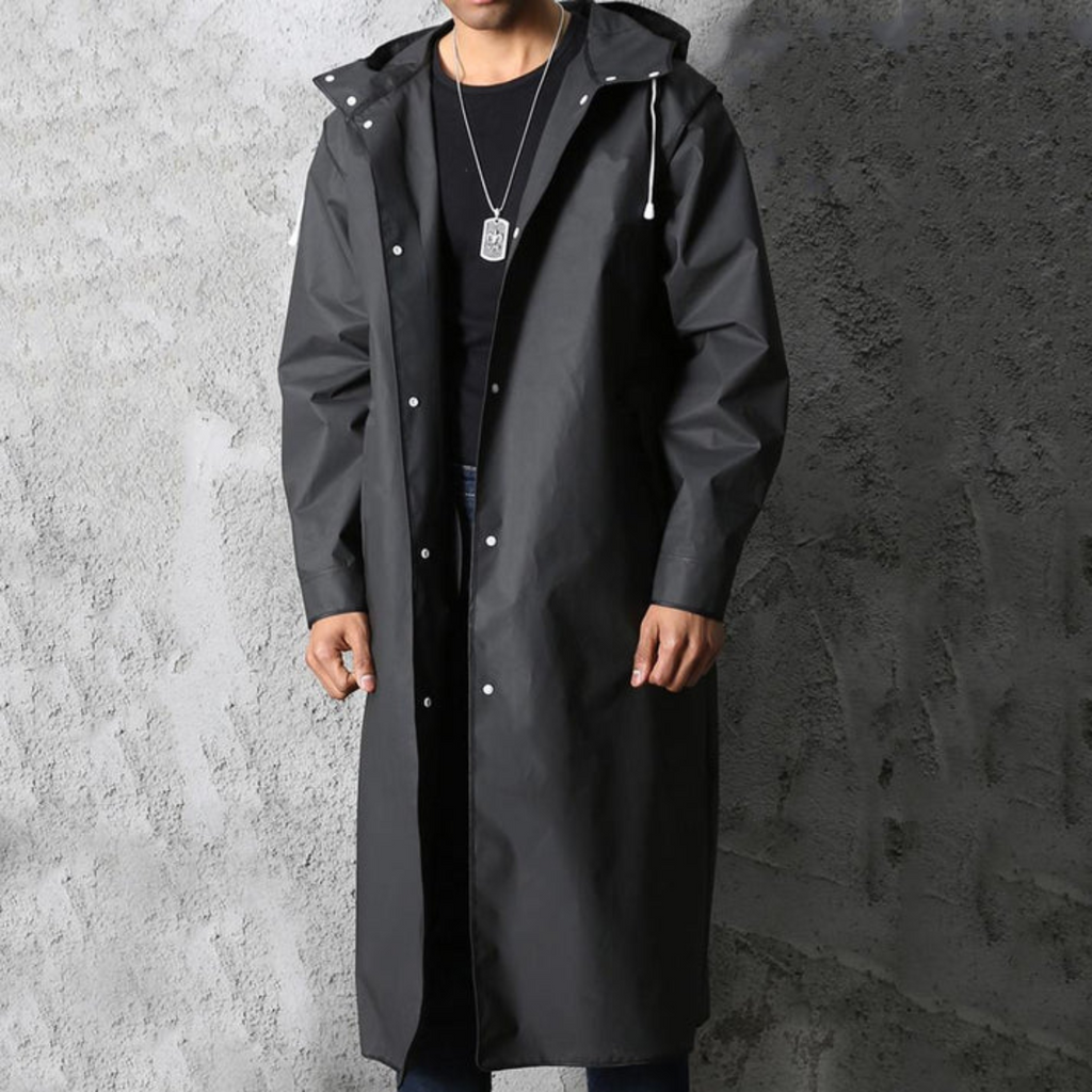 Herren Regenjacke mit Kapuze und Druckknopfverschluss - 5