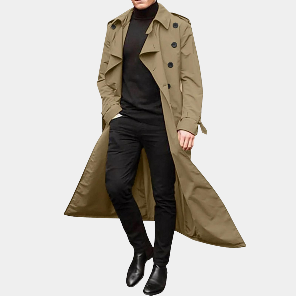 Trenchcoat Herren – Langer Schnitt mit Funktionalen Details - 1