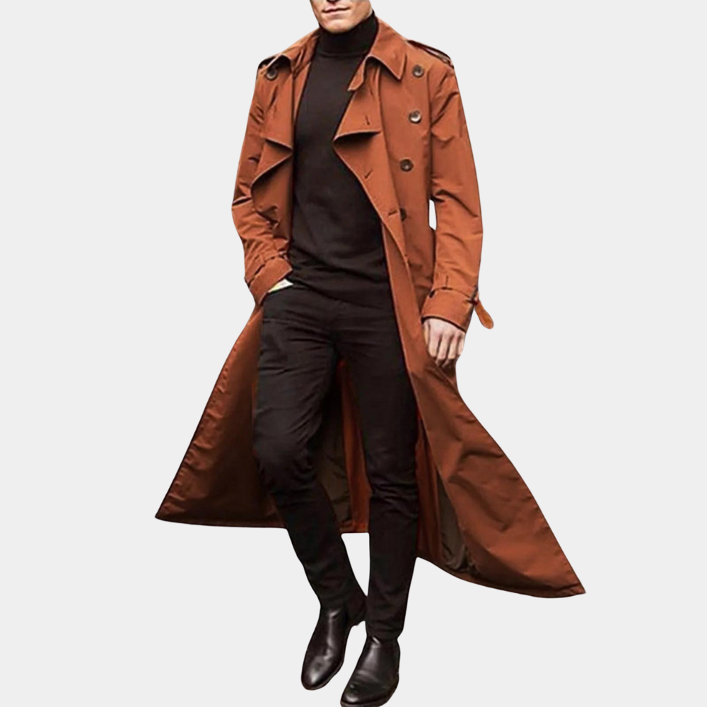 Trenchcoat Herren – Langer Schnitt mit Funktionalen Details - 5