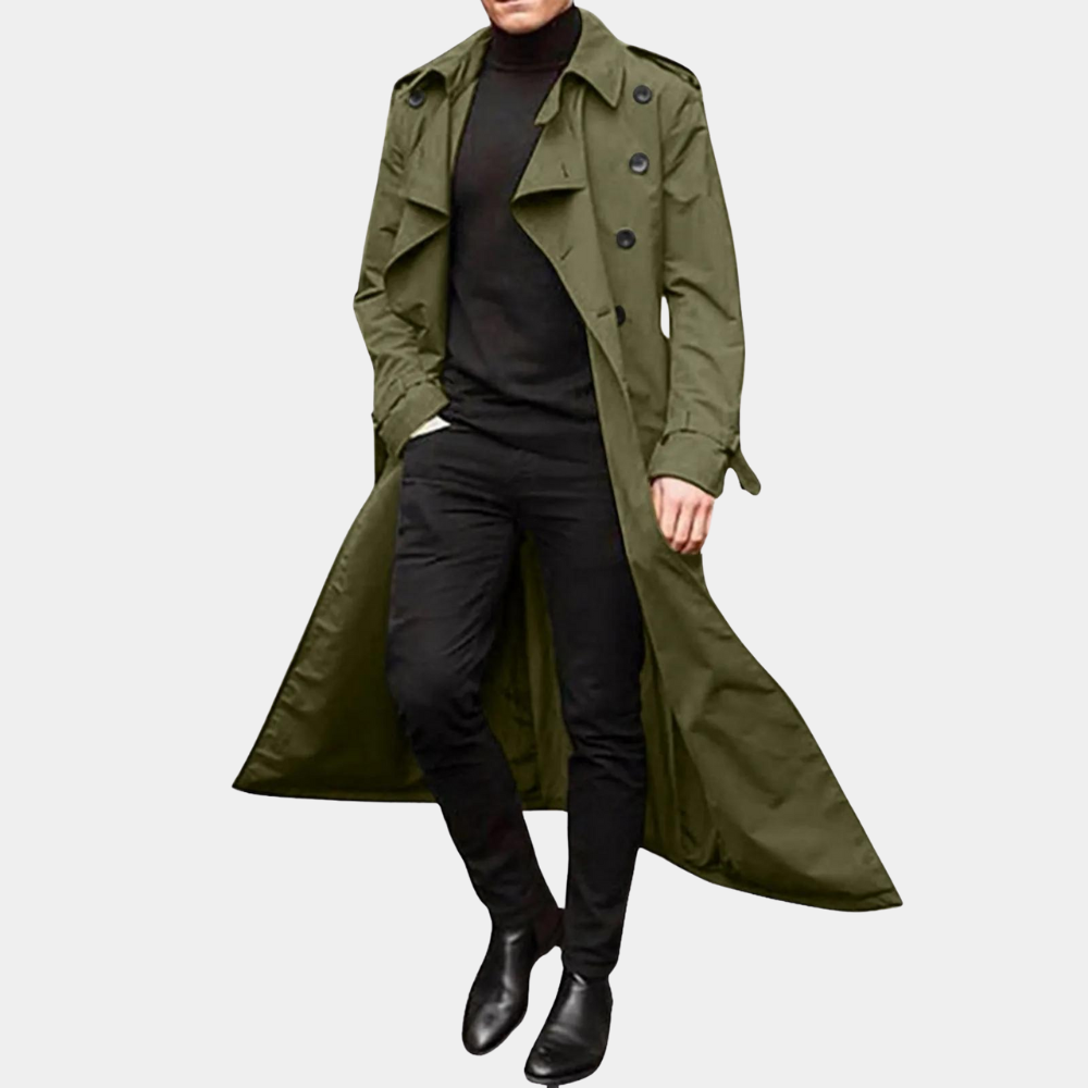 Trenchcoat Herren – Langer Schnitt mit Funktionalen Details - 6
