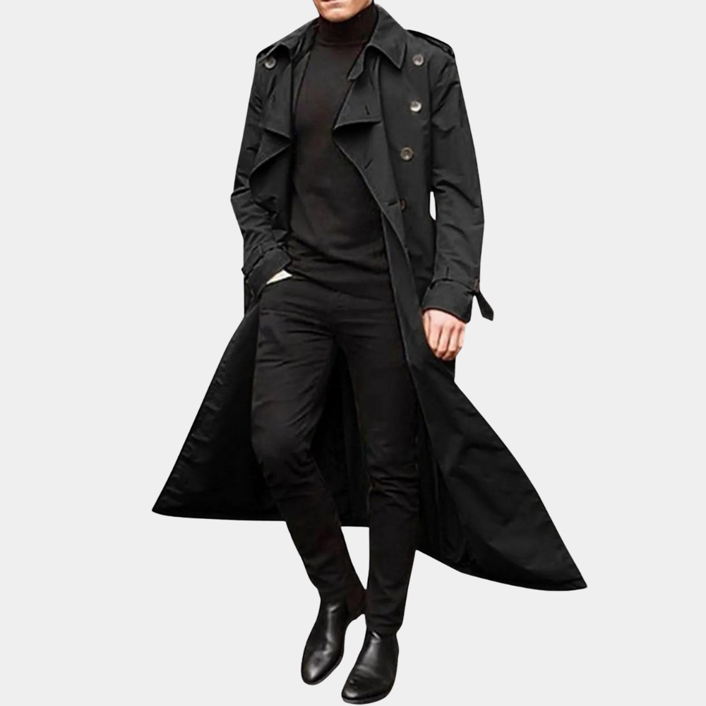 Trenchcoat Herren – Langer Schnitt mit Funktionalen Details - 7