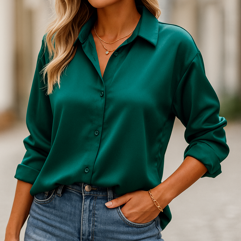 Bluse Damen mit klassischem Schnitt und langen Ärmeln - 3