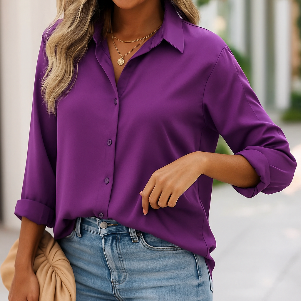 Bluse Damen mit klassischem Schnitt und langen Ärmeln - 5