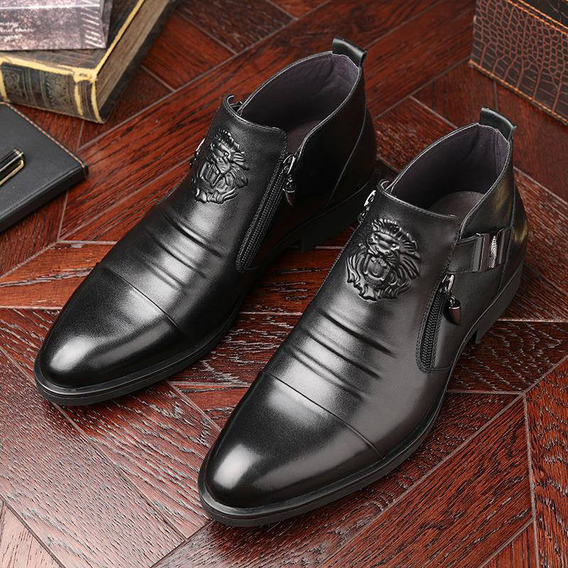 Herren Stiefeletten mit spitz zulaufendem Design und doppeltem Reißverschluss - 1