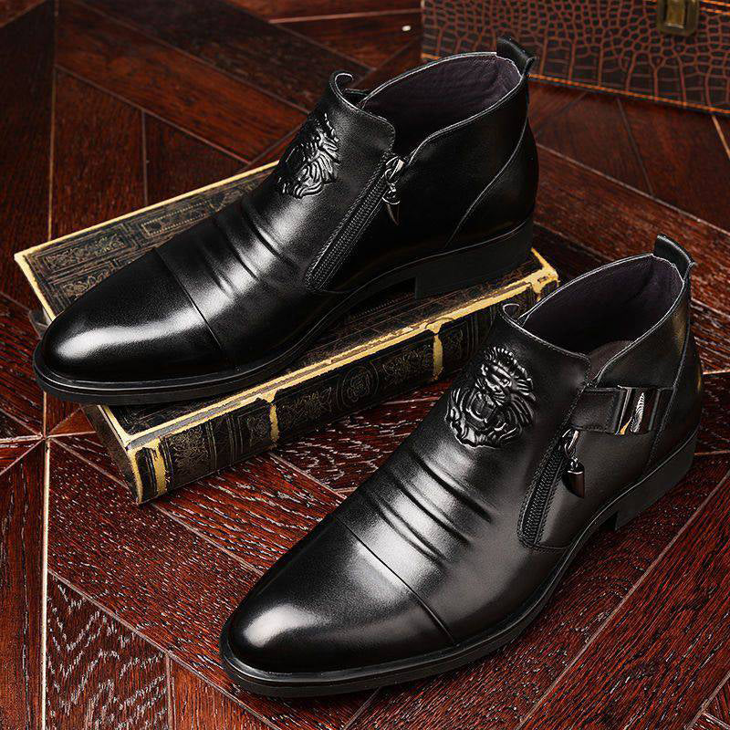 Herren Stiefeletten mit spitz zulaufendem Design und doppeltem Reißverschluss - 2